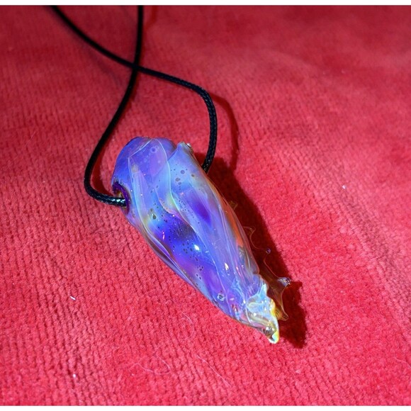 Lampwork Sea shell Multi-colored Glass pendant Necklace NEW - Picture 8 of 11